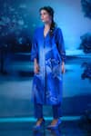 Buy_Mandira Wirk - Indian_Blue Chanderi Round Neck Kurta Set With Dupatta _Online_at_Aza_Fashions
