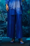 Buy_Mandira Wirk - Indian_Blue Chanderi Embroidery Collared Kurta Pant Set _Online_at_Aza_Fashions