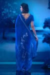Mandira Wirk - Indian_Blue Chanderi Embroidery, Zari Designer Saree Set _Online_at_Aza_Fashions