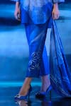 Buy_Mandira Wirk - Indian_Blue Chanderi Embroidery Round Neck Kurta Palazzo Set _Online_at_Aza_Fashions