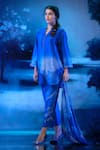 Buy_Mandira Wirk - Indian_Blue Chanderi Embroidery Round Neck Kurta Palazzo Set _at_Aza_Fashions