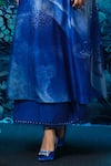 Mandira Wirk - Indian_Blue Chanderi V-neck Anarkali Set _Online_at_Aza_Fashions