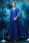 Buy_Mandira Wirk - Indian_Blue Chanderi Embroidery Round Neck Kurta Set _at_Aza_Fashions