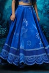 Mandira Wirk - Indian_Blue Chanderi Embroidery, Sequins Round Neck Lehenga Set _Online_at_Aza_Fashions