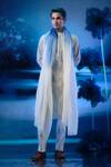 Shop_Mandira Wirk - Indian_Ivory Chanderi, Linen Kurta Set With Dupatta _at_Aza_Fashions