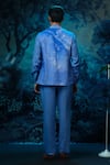 Shop_Mandira Wirk - Indian_Blue Chanderi, Linen Embroidery Kurta Pant Dupatta Set _at_Aza_Fashions