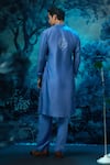 Shop_Mandira Wirk - Indian_Blue Chanderi, Linen Embroidery Designer Kurta Pant Set _at_Aza_Fashions