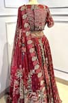 Mahima Mahajan_Red Organza Mirrors, Sequins, Embroidery Sindoori Lehenga Set With Veil _Online_at_Aza_Fashions