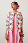 Buy_Prachi Kamat_Multi Color Poplin Round Neck Multicolor Designer Jacket _at_Aza_Fashions