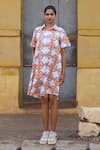 Buy_Prachi Kamat_Multi Color Poplin Collared Multicolor Floral Print Dress _at_Aza_Fashions