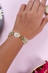 Shop_Shlok Jewels_Multi Color Crystals, Gemstones Handcrafted Jadau Kundan Rakhi _at_Aza_Fashions
