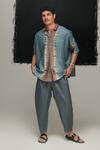 Buy_Urvashi Kaur_Blue Silk, Tussar Designer Tie Dye T-shirt _at_Aza_Fashions