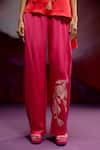 Buy_Kavitha Gutta_Pink Satin Zari, Embroidery High Neck Asymmetric Top And Pant Set _Online_at_Aza_Fashions