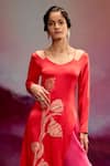 Kavitha Gutta_Pink Satin Zari Round Neck Orange And Kurta Set _Online_at_Aza_Fashions
