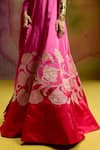 Shop_Kavitha Gutta_Pink Satin Zari, Embroidery Off-shoulder Red Petal Lehenga Set _Online_at_Aza_Fashions