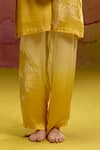 Kavitha Gutta_Yellow Satin Zari, Applique Round Neck Floral Ombre Kurta Set _Online_at_Aza_Fashions