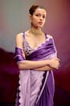 Buy_Kavitha Gutta_Lavender Satin Zari V-neck Ombre Saree With Scalloped Blouse _Online_at_Aza_Fashions