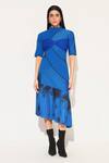 Linetribe__Blue High Neck Clover Dress _Online_at_Aza_Fashions