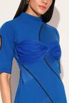 Linetribe__Blue High Neck Clover Dress _at_Aza_Fashions