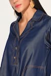 Linetribe__Blue Denim Embroidery Collared Lumira Dress _at_Aza_Fashions