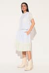 Buy_Linetribe__White Cotton Round Neck Striped Shirt And Skirt Set _Online_at_Aza_Fashions