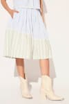 Buy_Linetribe__White Cotton Round Neck Striped Shirt And Skirt Set 