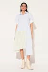 Buy_Linetribe__White Cotton Collared Striped Elara Dress _at_Aza_Fashions
