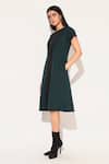 Buy_Linetribe__Green Crepe Round Neck Designer Oberon Dress _Online_at_Aza_Fashions