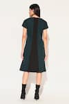 Shop_Linetribe__Green Crepe Round Neck Designer Oberon Dress _at_Aza_Fashions