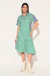 Buy_Linetribe__Green Cotton Collared Striped Astralia Dress _at_Aza_Fashions