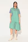 Linetribe__Green Cotton Collared Striped Astralia Dress _Online_at_Aza_Fashions