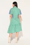 Shop_Linetribe__Green Cotton Collared Striped Astralia Dress _at_Aza_Fashions