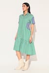 Shop_Linetribe__Green Cotton Collared Striped Astralia Dress _Online_at_Aza_Fashions