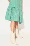 Linetribe__Green Cotton Collared Striped Astralia Dress _at_Aza_Fashions