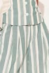 Shop_Linetribe__Green Cotton, Linen V-neck Eira Striped Waist Coat Set 