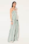 Shop_Linetribe__Green Cotton, Linen Square Neck Striped Top And Pants Set _Online_at_Aza_Fashions
