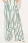 Buy_Linetribe__Green Cotton, Linen Square Neck Striped Top And Pants Set 