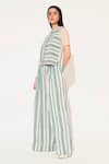 Buy_Linetribe__Green Cotton, Linen Round Neck Striped Beige Shirt And Pants Set _Online_at_Aza_Fashions