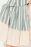 Buy_Linetribe__Green Cotton, Linen Collared Striped Waist Coat And Skirt Set _Online_at_Aza_Fashions