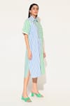 Linetribe__Blue Cotton Collared Striped Rhea Dress _Online_at_Aza_Fashions