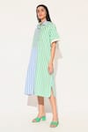 Buy_Linetribe__Blue Cotton Collared Striped Rhea Dress _Online_at_Aza_Fashions