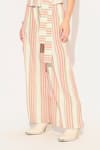 Buy_Linetribe__Multi Color Cotton, Linen V-neck Striped Waist Coat Set 