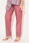 Linetribe__Maroon Cotton Round Neck Striped Callisto Set _Online_at_Aza_Fashions
