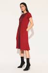 Buy_Linetribe__Red Crepe Round Neck Designer Oberon Dress _Online_at_Aza_Fashions