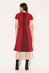 Shop_Linetribe__Red Crepe Round Neck Designer Oberon Dress _at_Aza_Fashions