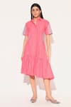 Buy_Linetribe__Red Cotton Collared Striped Astralia Dress _at_Aza_Fashions