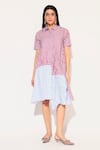 Linetribe__Red Cotton Collared Zora Striped Dress _Online_at_Aza_Fashions