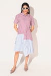 Buy_Linetribe__Red Cotton Collared Zora Striped Dress _at_Aza_Fashions