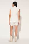 Linetribe__White Cotton V-neck Designer Waist Coat Set _Online_at_Aza_Fashions
