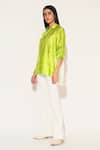 Linetribe__Yellow Viscose, Satin Collared Ivy Shibori Striped Shirt _Online_at_Aza_Fashions